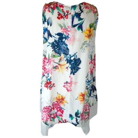 Karen Kane Drop Hem Lightweight Wildflower Print Sleeveless Blouse, Size XS NWT - Picture 7 of 11